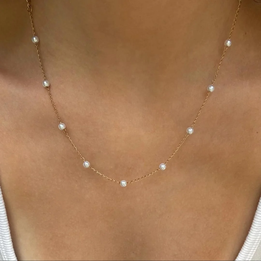 Pearl Necklace Layering Chain Jewelry